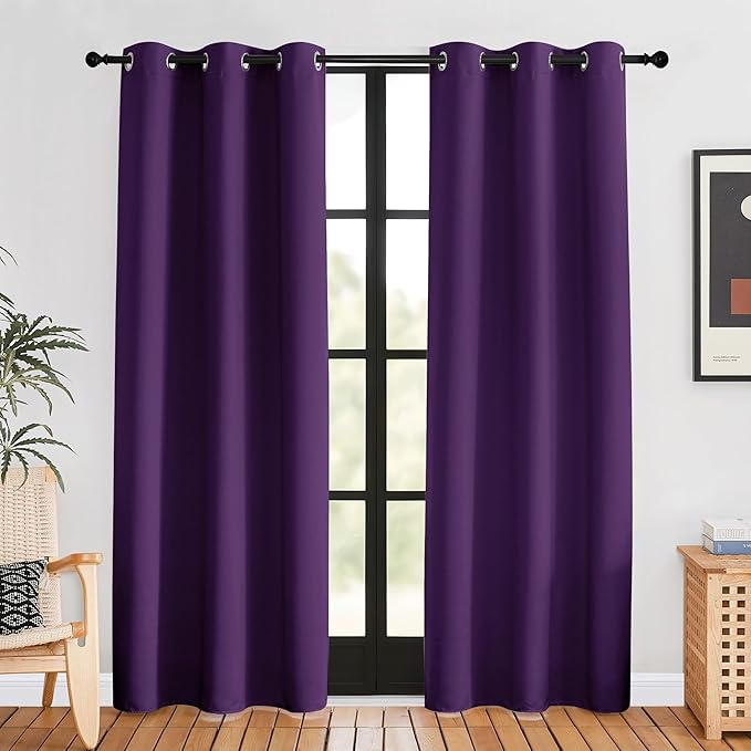 NICETOWN Blackout Window Curtains 80 inch Long, 2 Panels, 34 inch, Royal Purple by NICETOWN