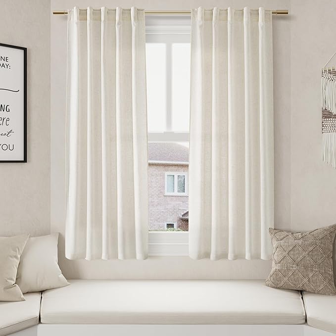 Nanspring Linen Curtains 63 Inch Length 2 Panels Set - Image 5