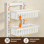 9 Tier Narrow Over The Door Pantry Organizer, 2 in 1 Wall Mount or Hanging Spice Rack with Adjustable Deep Basket, Heavy-Duty Seasoning Organizer and Storage for Kitchen Closet Bathroom (White)