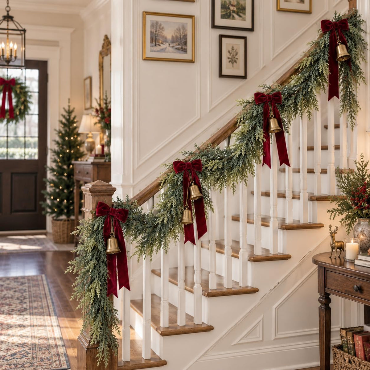 2PCS 6FT Real Touch Artificial Cedar Garland for Christmas Decor