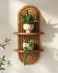 Bamworld Boho Wall Decor Plant Wall Shelf Wood Plant Holder 2 Tier