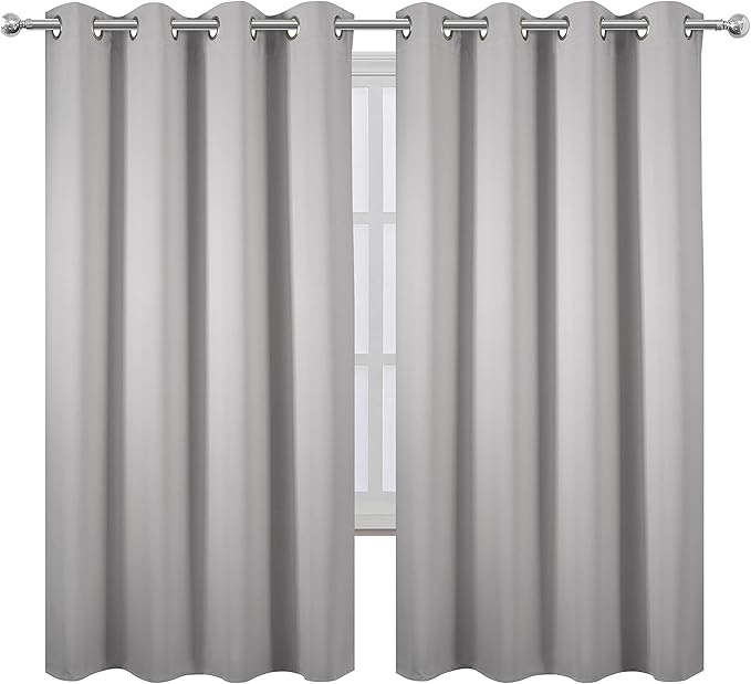 LEMOMO Light Grey Blackout Curtains 66 x 63 Inch Length/Set of 2 Curtain - Image 2