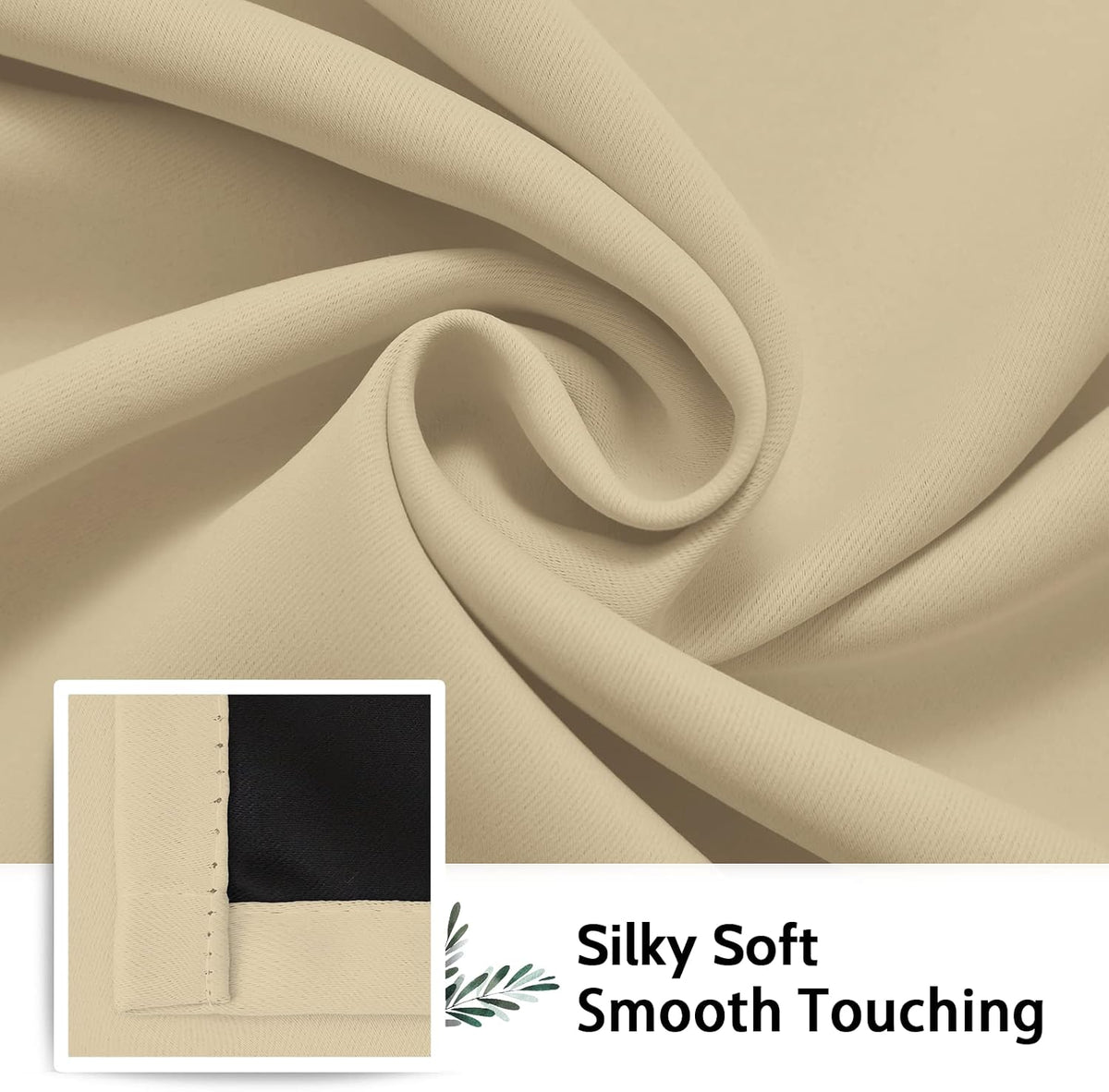 SimpleHome Beige 100% Blackout Curtains Room Darkening Living Room 84 Inch