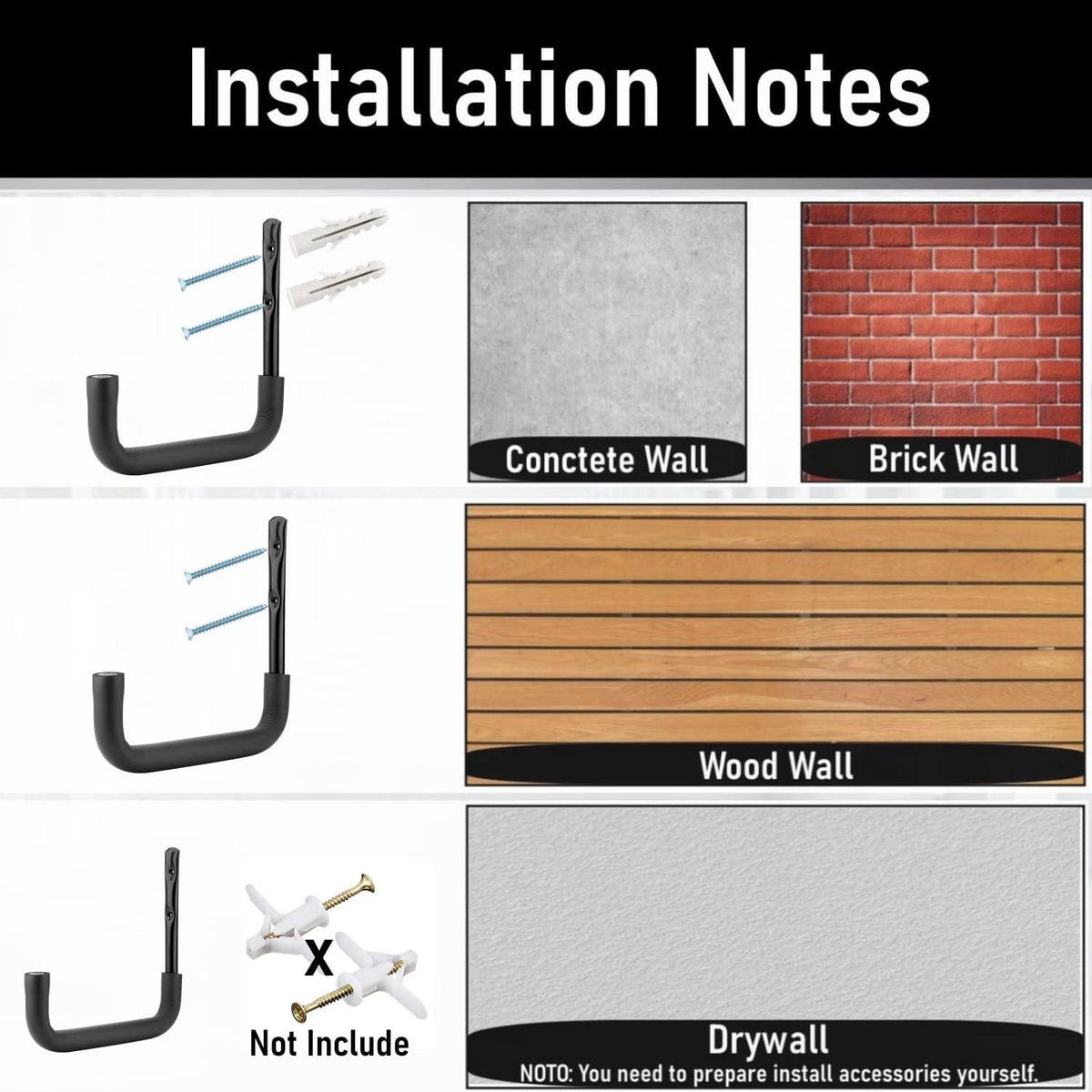 8 Pack Ladder Hooks 9.8Inch Garage Storage Utility Hook Heavy Duty Wall Mounted Storage Organizer Hanging Folding Chair Bike Ski Tool