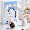 BNBZ Portable Neck Fan, 6000mAh Rechargeable Fan Blows Cold Air with LED Display, 4 Speeds, 20H Runtime, Quiet Wearable 360° Personal Cooling Fan for Outdoor Travel Work Gym,Fireplace Fans-White