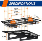 Soywey 2-Pack 1.5x3FT Garage Shelving 17.7-inch-by-35.8-inch Wall Shelf Garage Storage Rack Wall Mounted Floating Shelves, Black