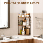 Corner Bathroom Counter Organizer, 3-Tier Wood Countertop Organizer