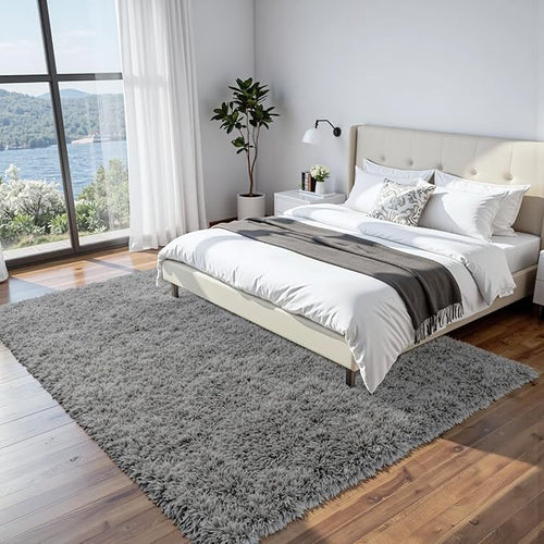 8x10 Area Rugs for Living Room Rug: Soft Fluffy Shag Light Gray Rugs for Bedroom - Image 2