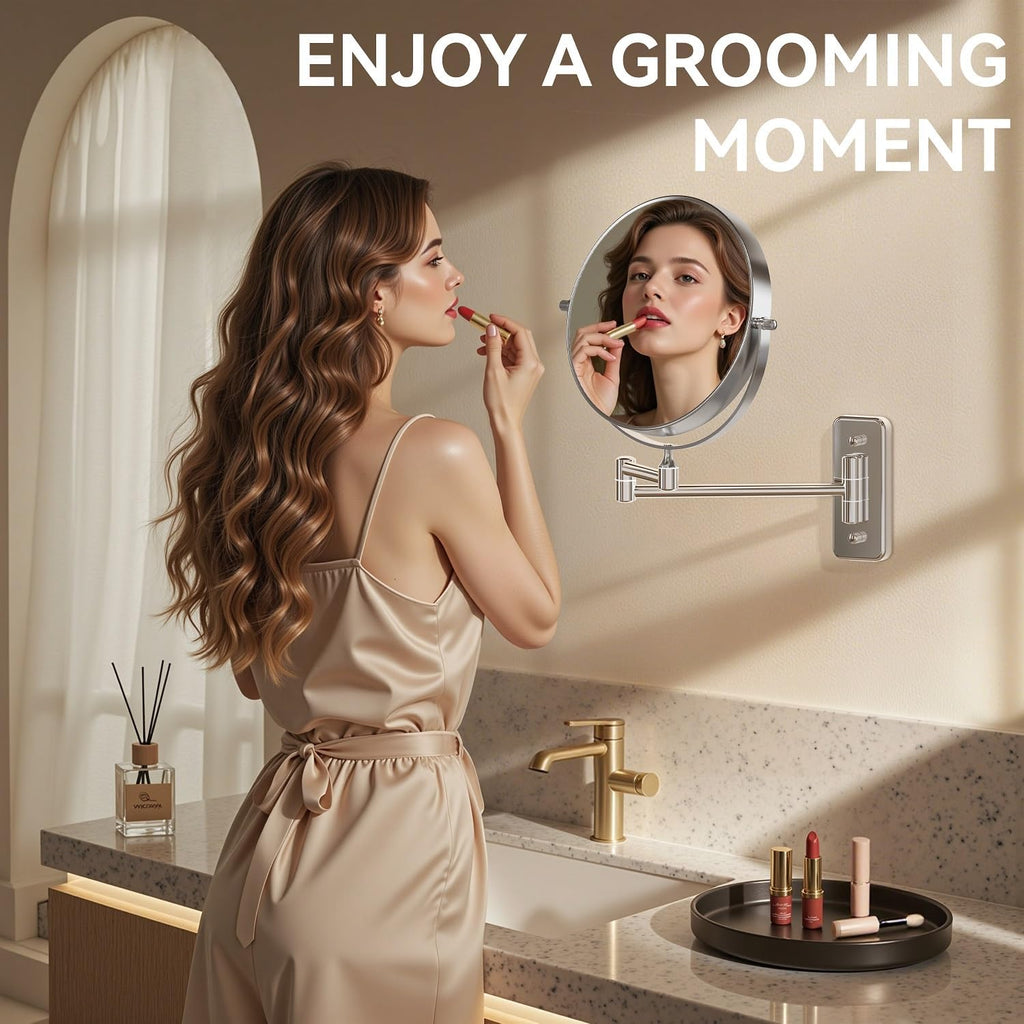 Auxmir 8" Double-Sided Wall-Mounted Makeup Mirror, 1X/30X Magnifying Mirror