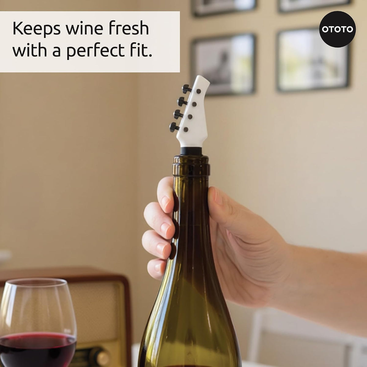 OTOTO Guitar Wine Stoppers Set - Wine Cork, Wine Cap - Unique Kitchen Gadgets, Cooking Gifts for Women, Kitchen Essentials, Kitchen Utensils, Funny Gift, Kitchen Accessories - (Cork n' Roll)