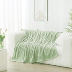 Cream Green Fleece Throw Blanket 60”×80” - Image 2