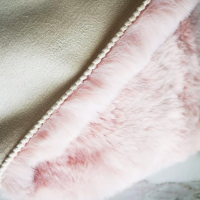 Ghouse Faux Rabbit Fur Round Rug 8ft Pink Round Rugs - Image 4