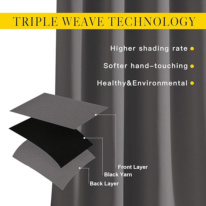NICETOWN Blackout Room Divider Curtains 118 inches Long 2 Panels, Grommet - Image 3