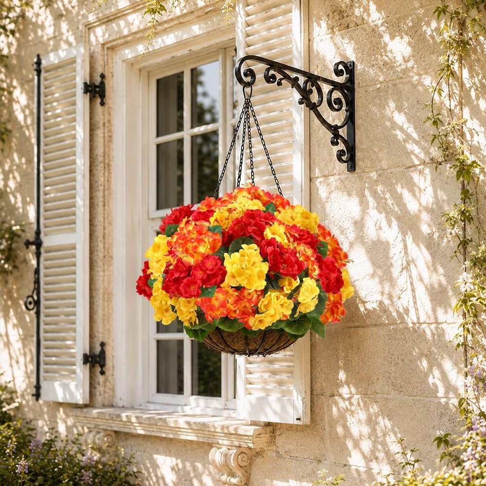 DULEFUN 6Pcs Fall Fake Geraniums Artificial Flowers, Real Faux Flowers