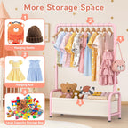 Kids Clothing Rack with Storage Shelf, Kids Dress Up Storage