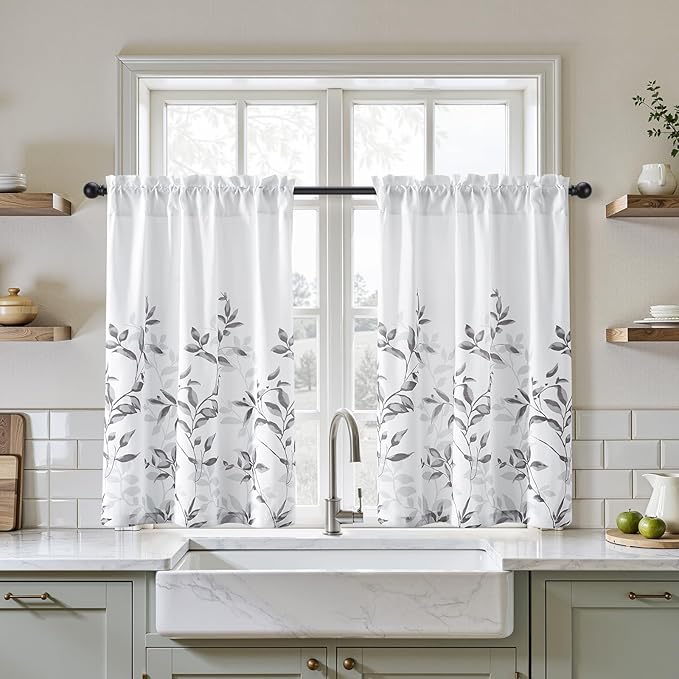 HOMEIDEAS Kitchen Curtains, Short Non-See-Through Privacy 30X36 Inch Length by HOMEIDEAS