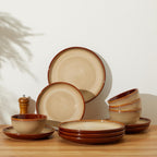 Ceramic Dinnerware Sets for 6, 18pcs Plates and Bowls Sets Dish Set