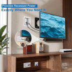 Nearza in Wall Cable Management Kit with Recessed Outlet 9FT Power Cord Fits All Plugs 2 AC Outlets Slim Brush Plate Solution to Hide TV Wires Recessed Outlet Box for wall Mount TV