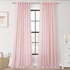 Light Pink Linen Back Tab Curtains 102 Inches Long by Jolilight