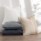 MIULEE Neutral Cream/Gray Linen Pillow Covers Pack of 4 Decorative Natural - Image 5