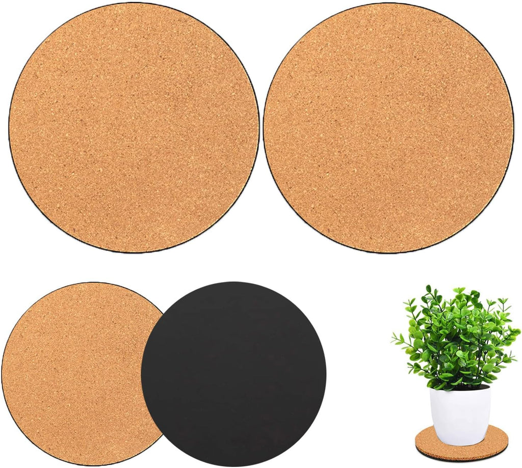 10 Pack 3 Sizes Cork Plant Coasters, 4/6/8 Inch Cork Plant Mats for Plants