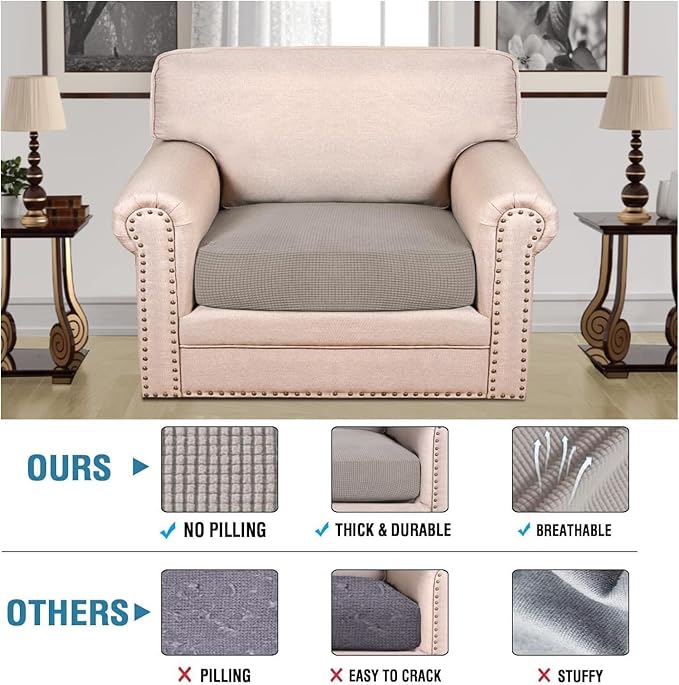 H.VERSAILTEX Super Stretch Individual Seat Cushion Covers Sofa Covers Couch - Image 2
