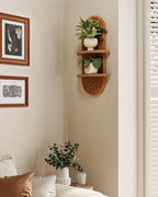 Bamworld Boho Wall Decor Plant Wall Shelf Wood Plant Holder 2 Tier