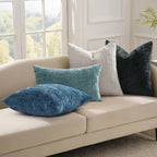 decorUhome Navy Blue Chenille Throw Pillow Covers 18x18 Set of 2 Textured Soft - Image 6