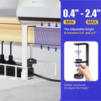 Under Desk Cable Management Tray, Xpatee Upgraded Wire Management No Drill No Screws, Cable Tray with Clamp for Wire Organizers, Computer Cord Rack for Office, Home - No Damage to Desk White