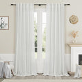 Off White Linen Sheer Curtains 102 Inches 2 Panels Set Back Tab Rod Pocket by Nanspring