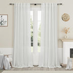 Off White Linen Curtains 108 Inches Long 2 Panels Set Back Tab Rod Pocket Semi by Nanspring