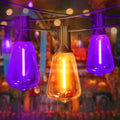 Orange purple Outdoor halloween String Lights ,26FT ST38 LED Patio Lights with 12+1 Shatterproof Edison Bulbs,UL Waterproof Connectable Outside Hanging Lights for Backyard Porch Christmas Party Decor