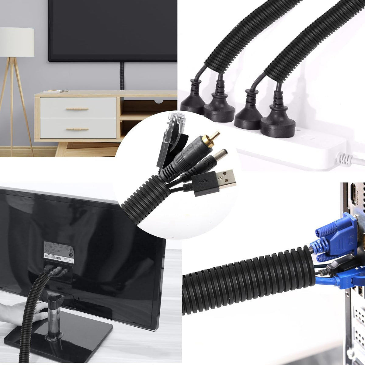 25FT - 1/2 Inch Split Wire Loom with Installation Tool - Black