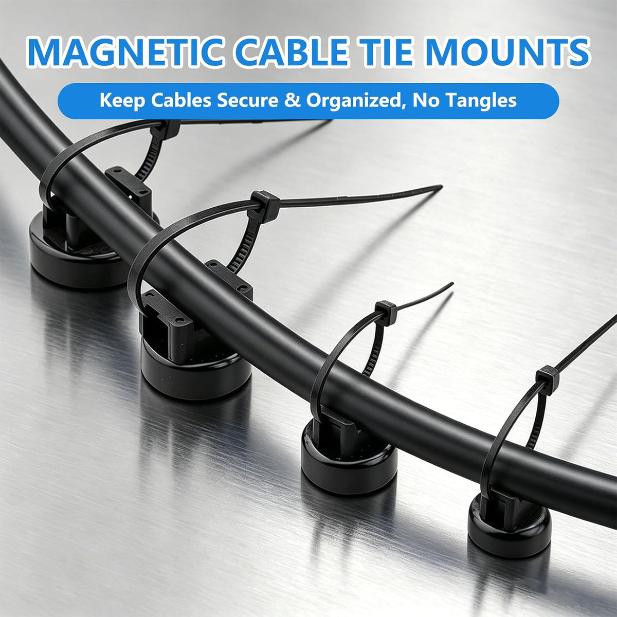 260 Pcs Magnetic Zip Tie Holder Set, 30 Magnet Zip Tie Mount with 230 Cable Ties for Wire Management Clips
