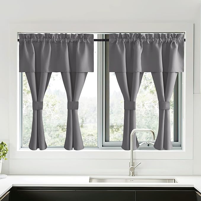 NICETOWN Short Curtains with Attached Valance by NICETOWN