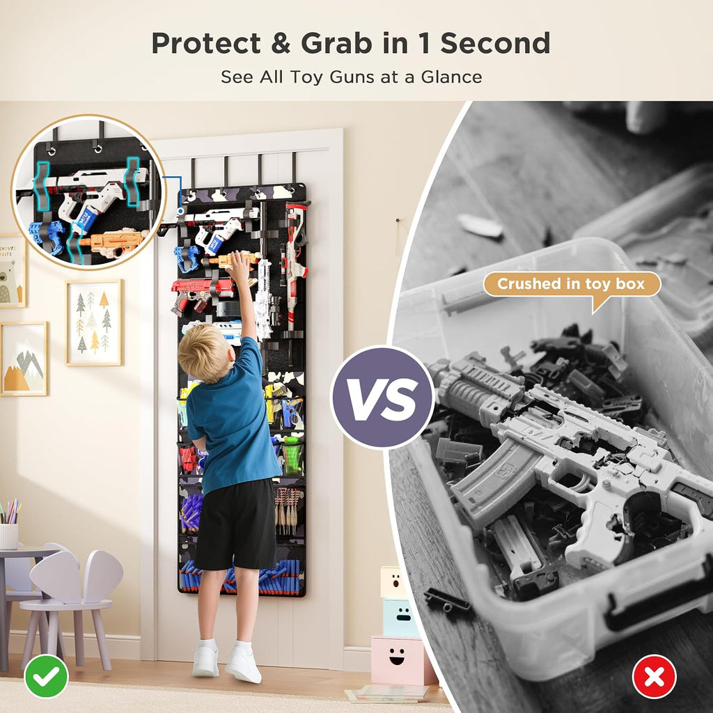 Mefirt Over the Door Storage for Nerf Guns, Hanging Toy Blasters Organizer