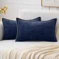 MIULEE Pack of 2 Couch Throw Pillow Covers 12x20 Inch Navy Blue Farmhouse by MIULEE
