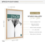 MCS Studio Gallery Classic Poster Frame, 24x36, Natural Woodgrain