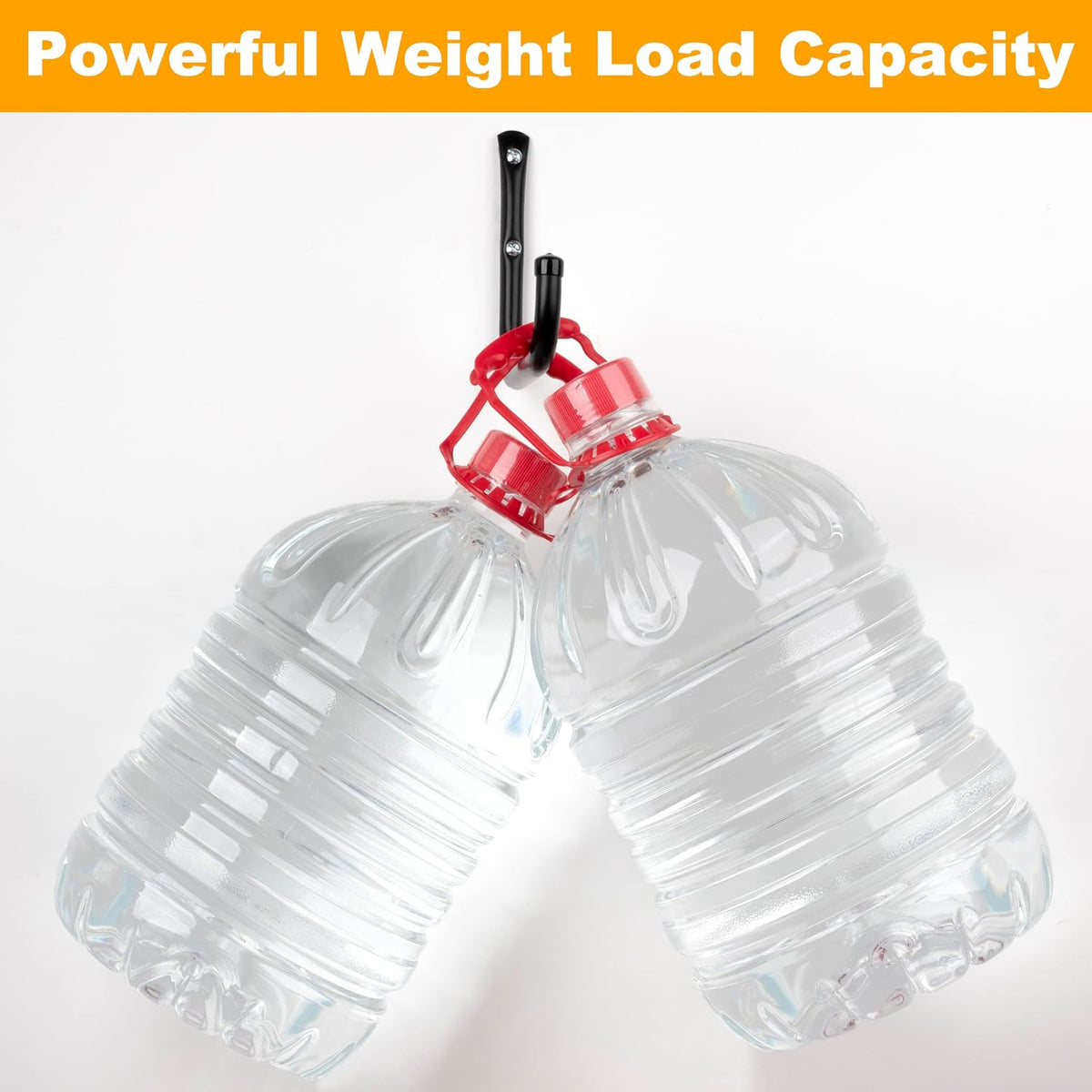 Wall Hooks for Garage Garden, 4 Pack Water Hose Holder, Large Garage Storage Hanger for Ladder Bike Extension Cord Tool, Wall Mount l Hooks, Black Heavy Duty 8 inch Long Hook