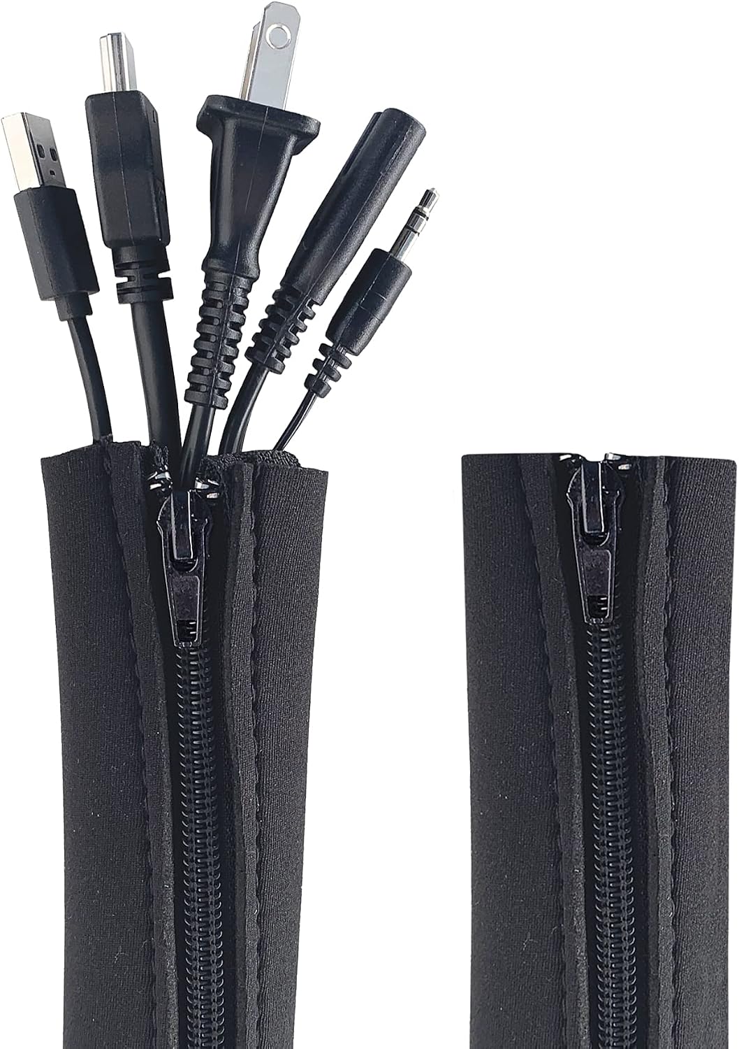Wrap-It Storage Zipper Cable Sleeve, Black, 24", 4-Pack
