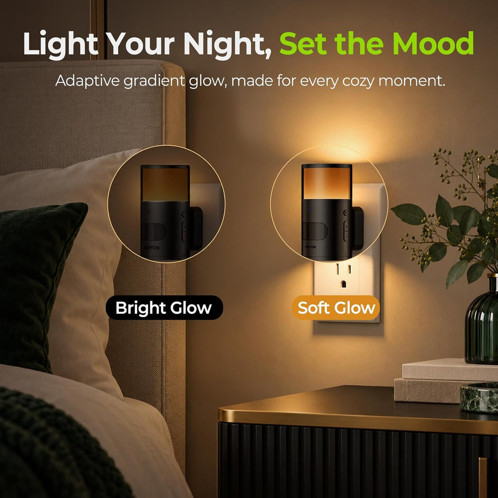AUVON Plug in Night Light with Gradient Glow, Motion & Dusk to Dawn Sensor