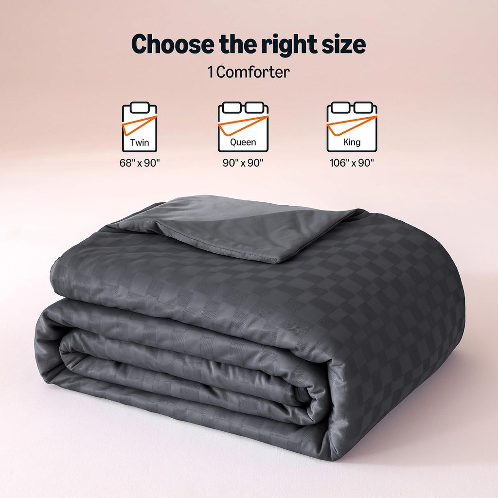 Amazon Basics Cooling Comforter, Soft Lightweight Waffle Weave Blanket for Hot Sleepers, Summer & All Season Bedding to Keep Cool for Night Sweats, 68"x90", Twin, Dark Gray