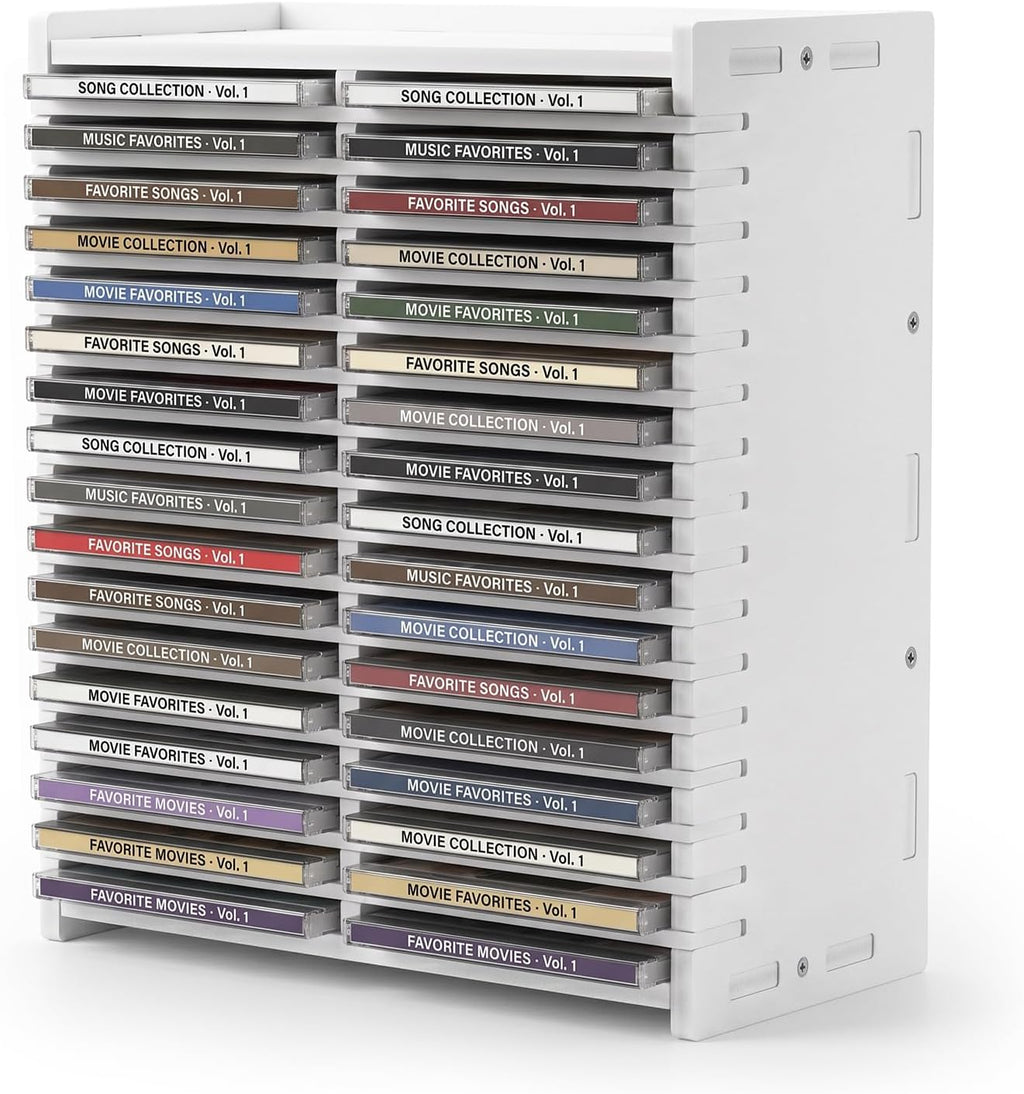 Stackable CD Storage Organizer, Holds 34 CD Cases, Great Gift Idea