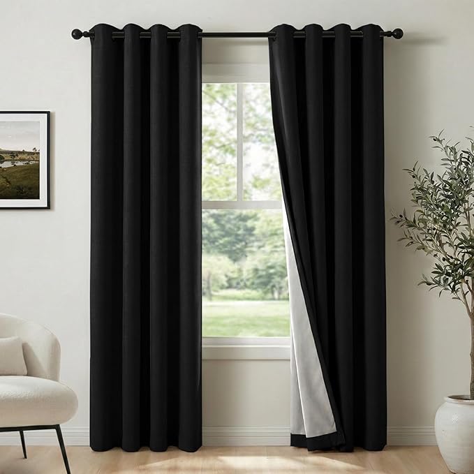 100% Blackout Shield Linen Blackout Curtains by 100BlackoutShield