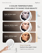 Brightown-Wall-Mounted-Lighted-Makeup-Mirror-Magnifying 1X/10X 8" with LED