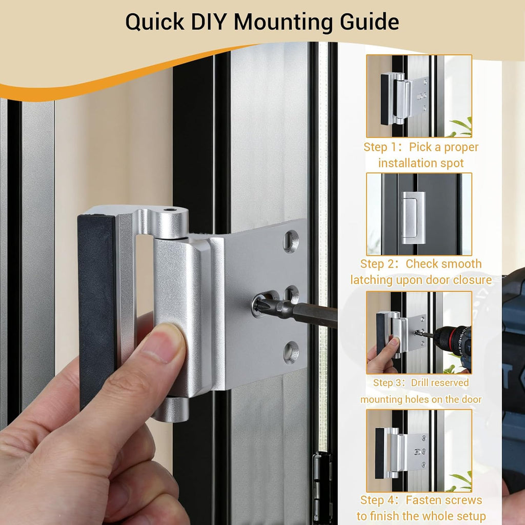 Home Security Door Reinforcement Lock, 800 Lb, Inward Swing Doors, 2 Pack