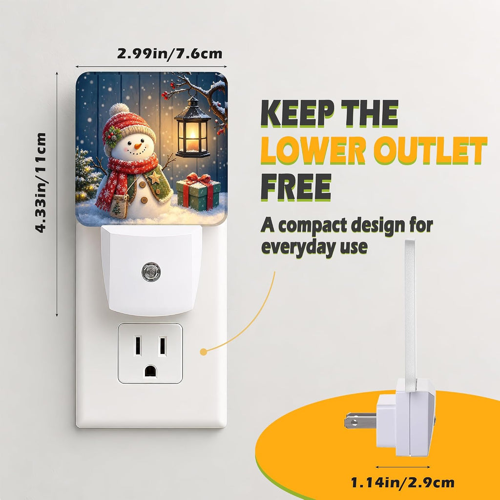 Holiday Snowman Glow Plug in Night Light - Christmas Seasonal Decorative Accent Light, Dusk to Dawn LED Night Light with Light Sensor for Bedroom Bathroom Hallway Home Decor
