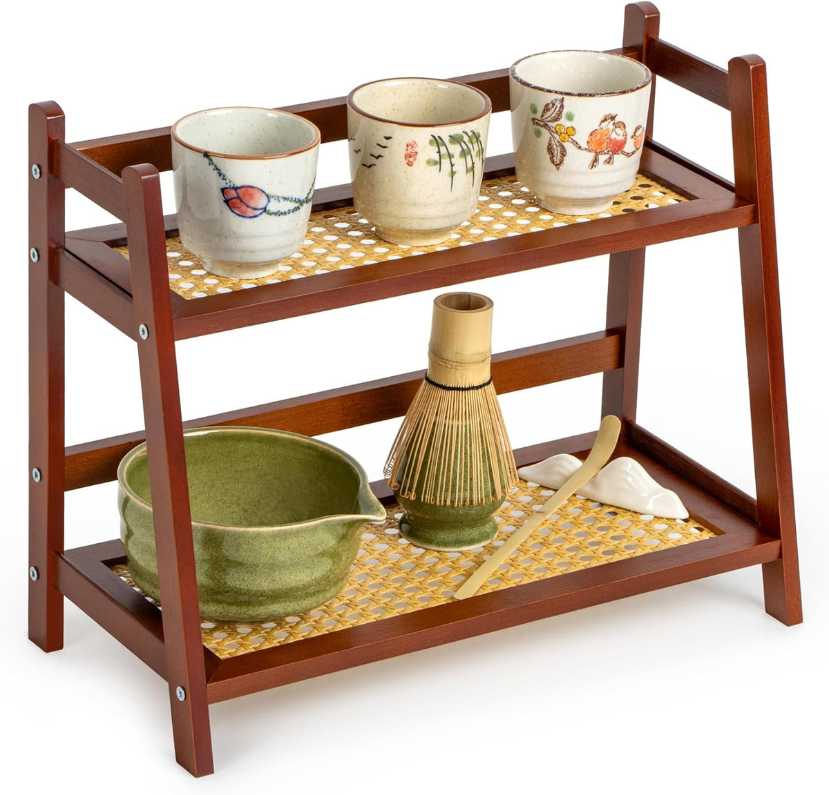 ANBOXIT Matcha Station Organizer, Countertop Bamboo Coffee & Tea Station