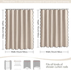 MIULEE Beige Scalloped Linen Shower Curtain 72x72 Inches