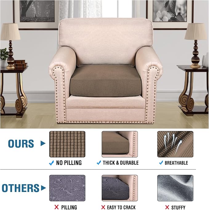 H.VERSAILTEX Super Stretch Individual Seat Cushion Covers Sofa Covers Couch - Image 2